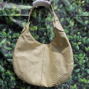 Devi Kroell for Target Gold Snake Embossed Hobo Shoulder Bag Faux Leather Purse